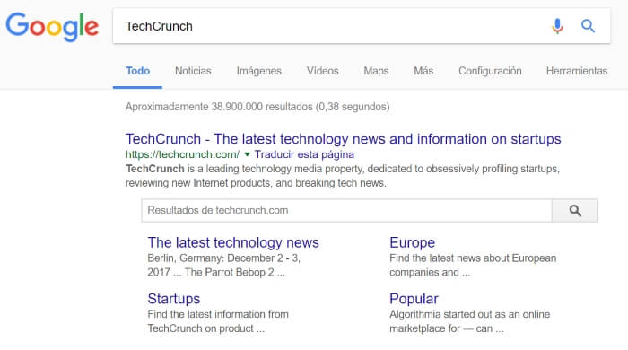 Например, если вы не знаете, о чем я говорю, поищите TechCrunch в Google: