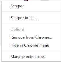 Następnie aktywuj skrobak w prawym górnym rogu Chrome i kliknij przycisk „Scrape similar…”
